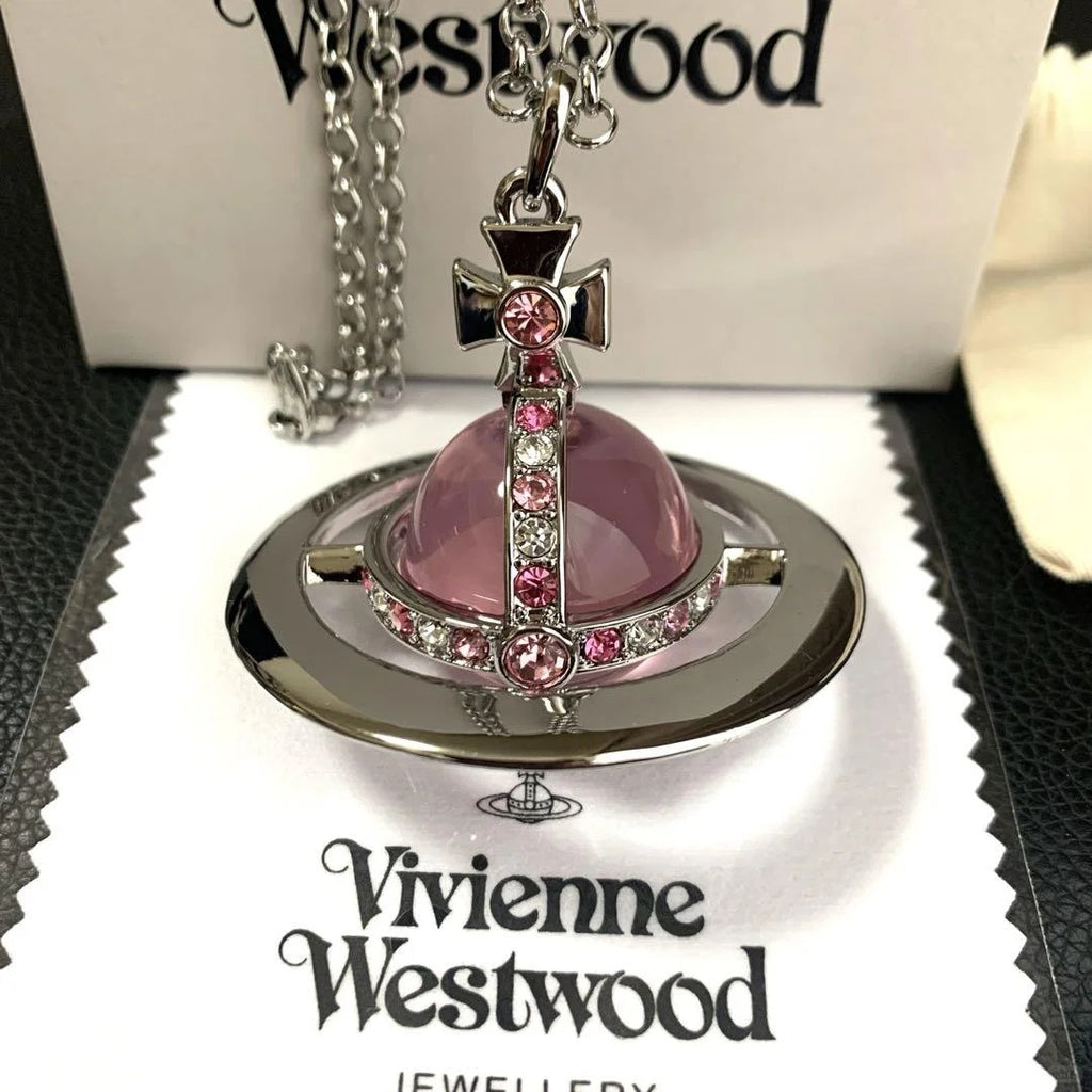 Y2K Style Queen Mother West Mini Little Saturn Pearl LovePin - 3D Planet Necklace & Bracelet, Premium Titanium Alloy,Ideal for Daily Wear & Parties, Daily Wear JewelryIY2KFashion AccessoryIDurable Alloy
