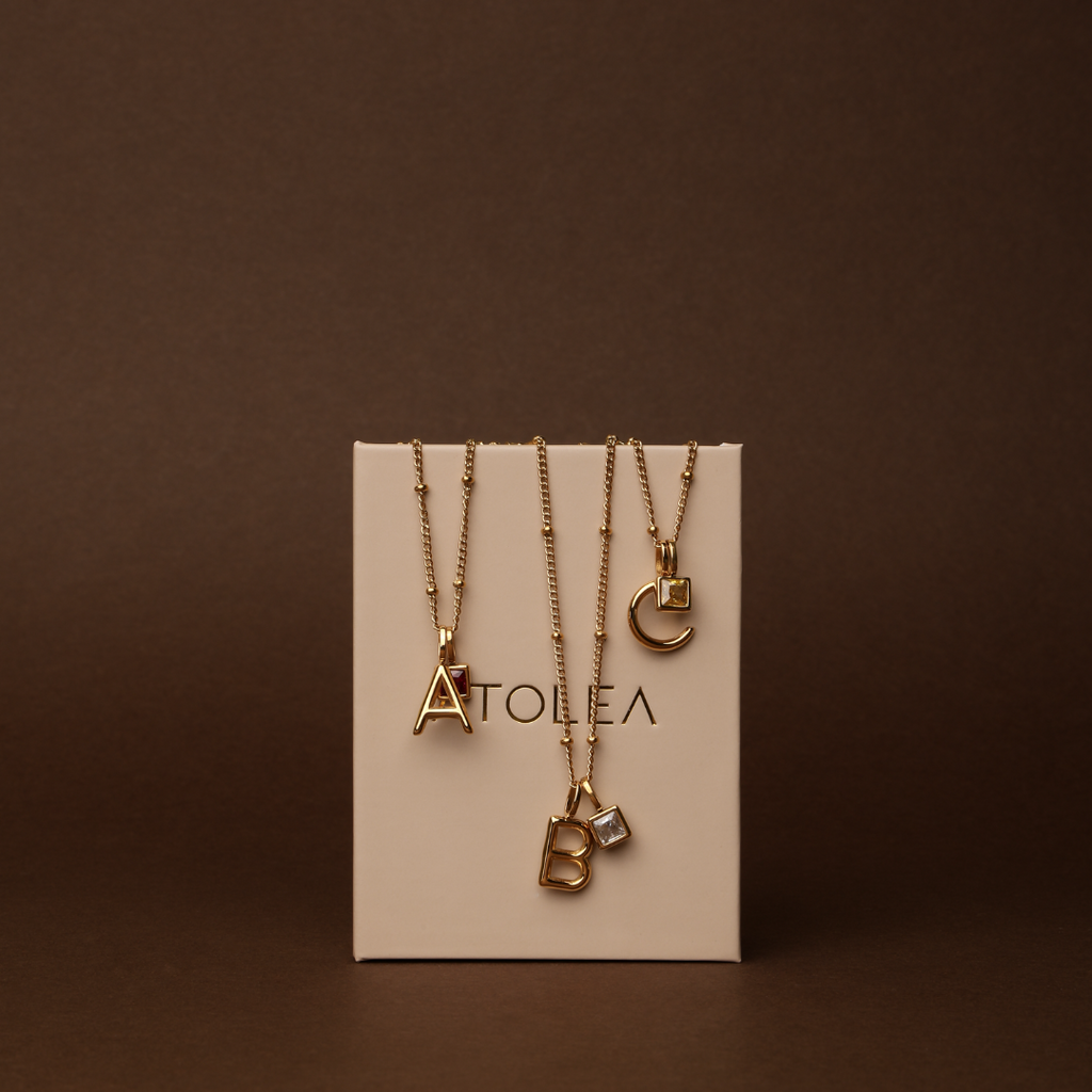 Example Initial & Birthstone Charm Necklace