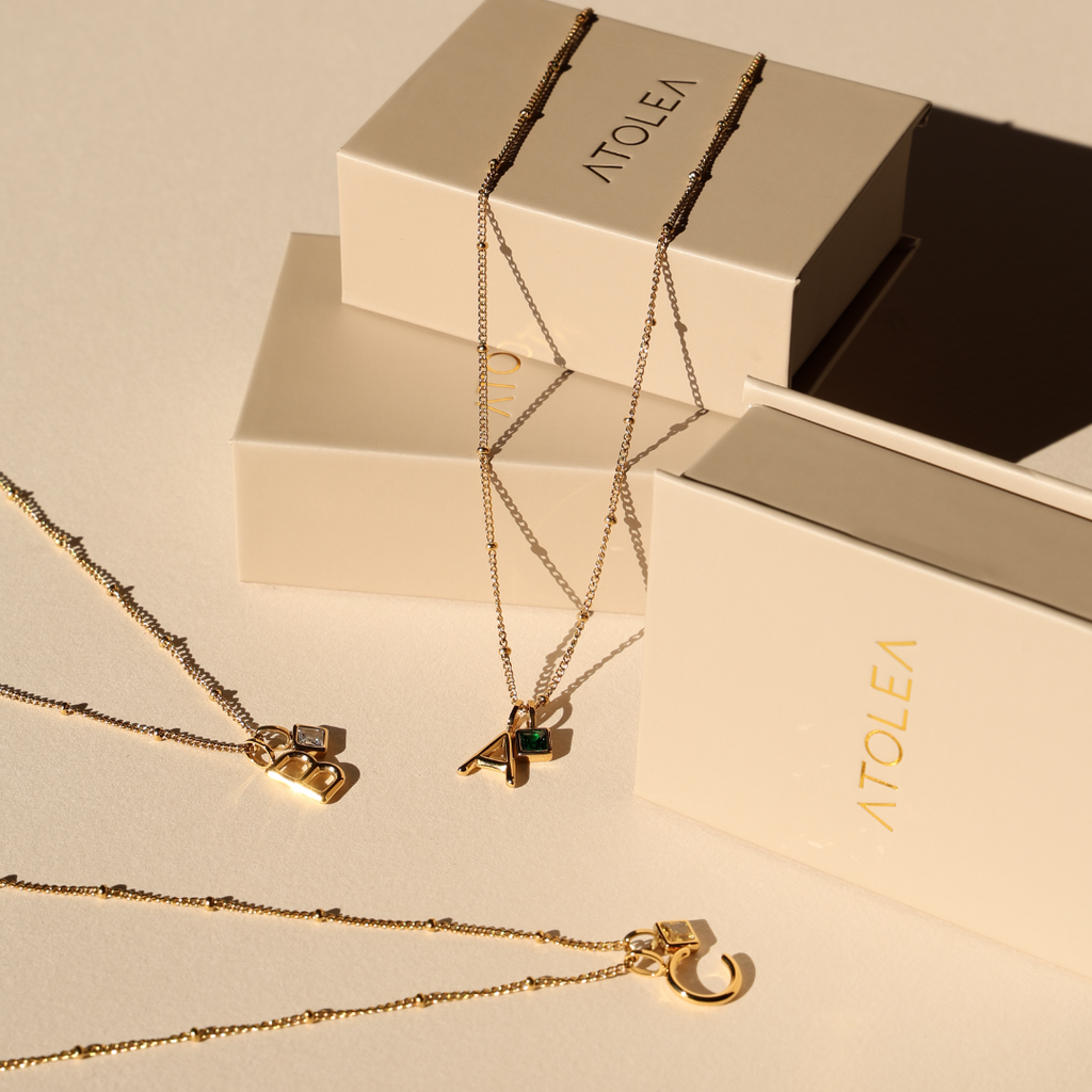 Example Initial & Birthstone Charm Necklace