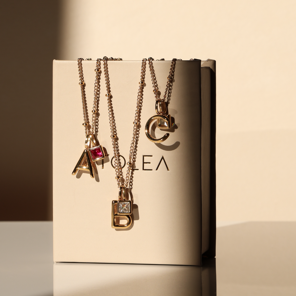 Example Initial & Birthstone Charm Necklace