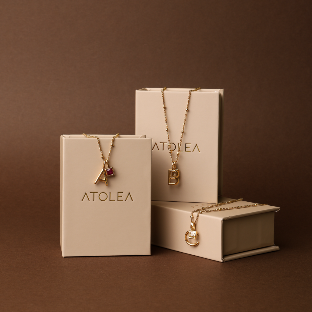 Example Initial & Birthstone Charm Necklace