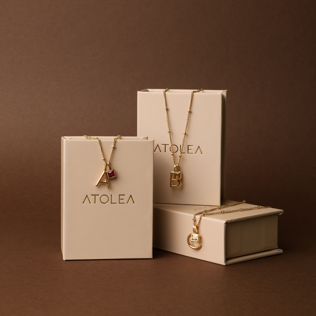 Example Initial & Birthstone Charm Necklace