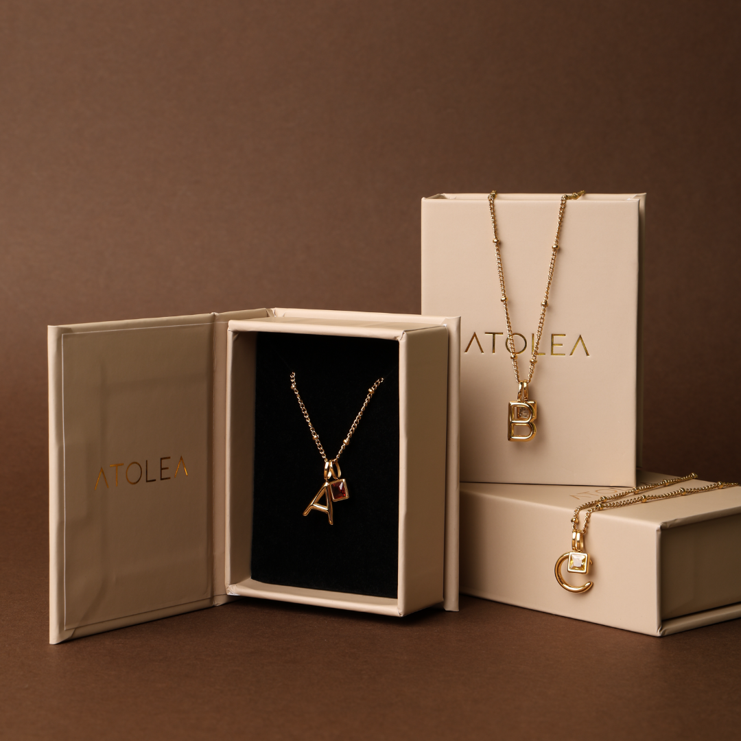 Example Initial & Birthstone Charm Necklace