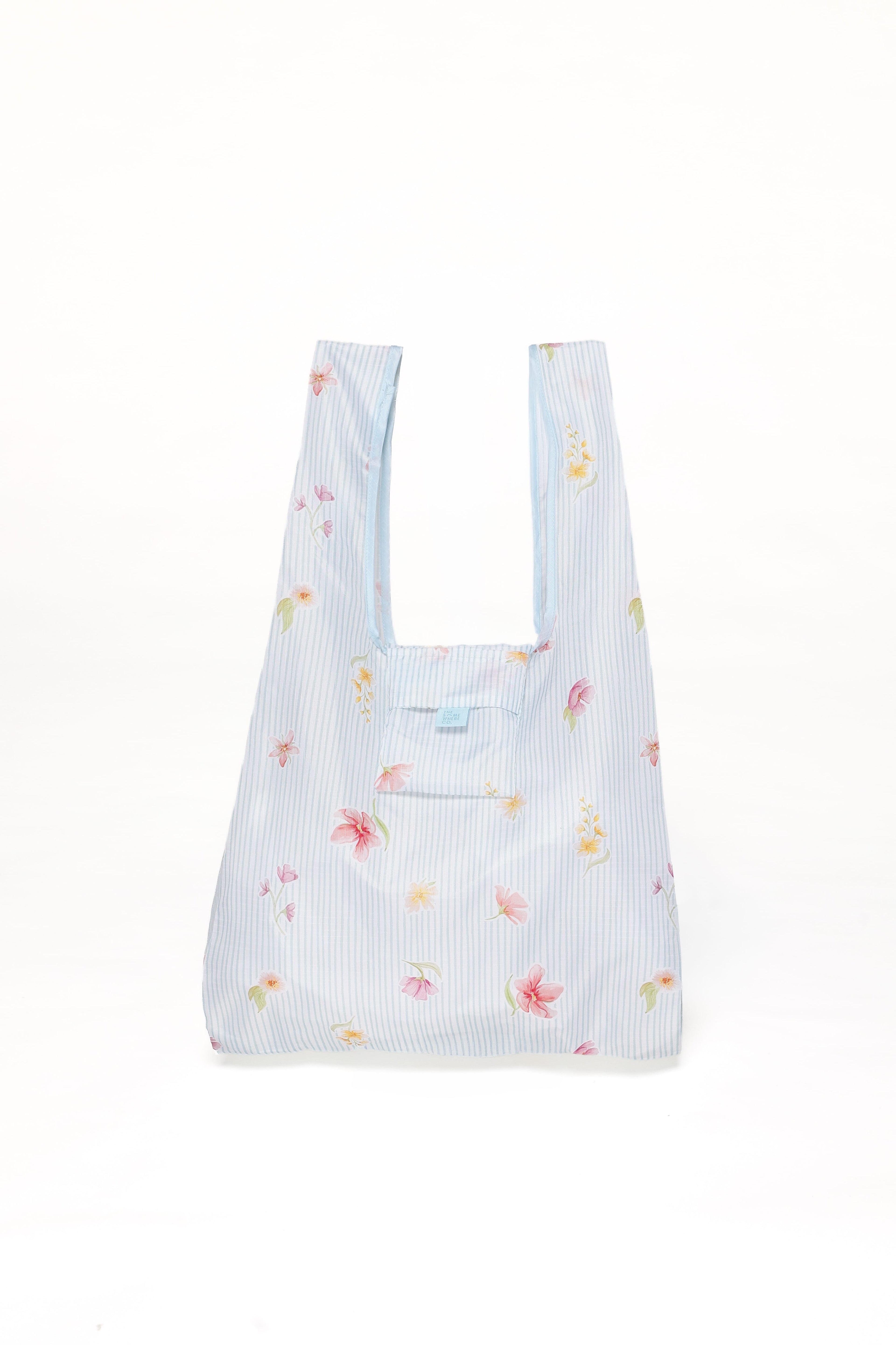 Reusable Shopping Bag - Blue Garden Stripe