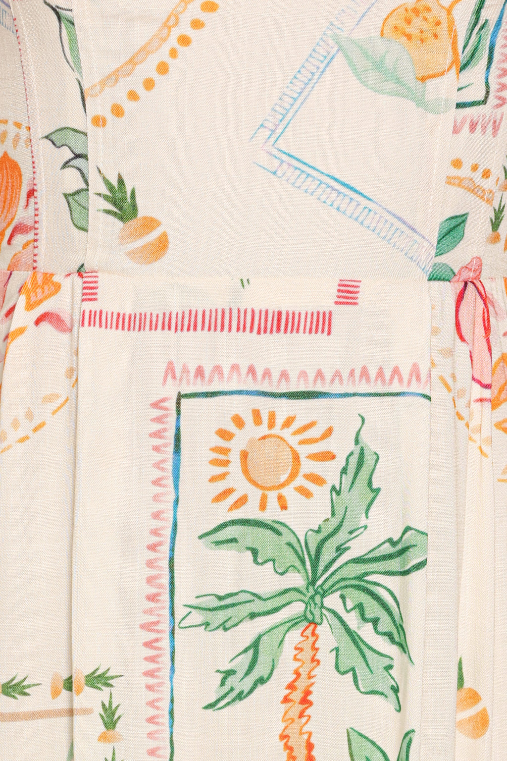 Lindon Strapless Maxi Dress - Cream Palm Print