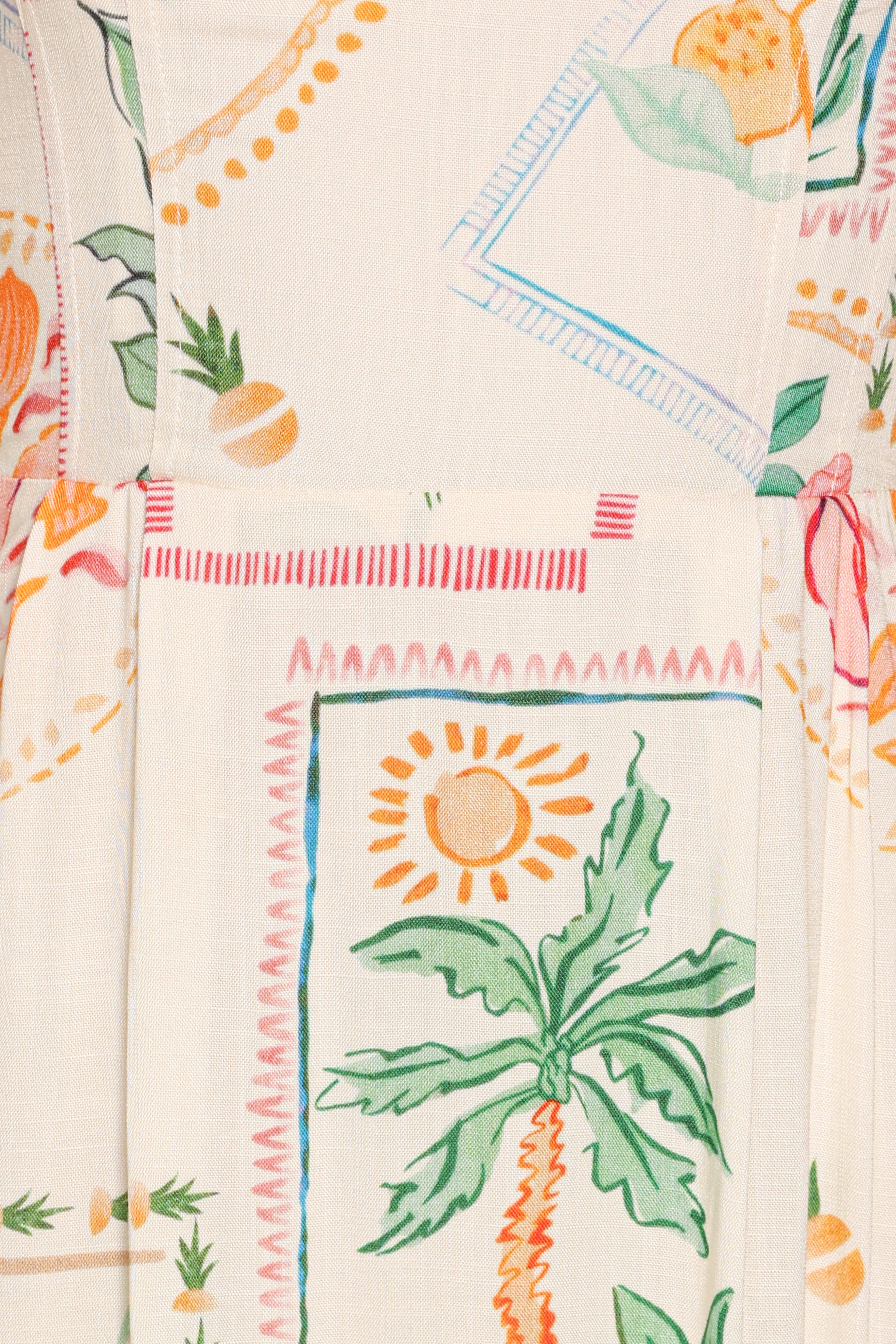 Lindon Strapless Maxi Dress - Cream Palm Print