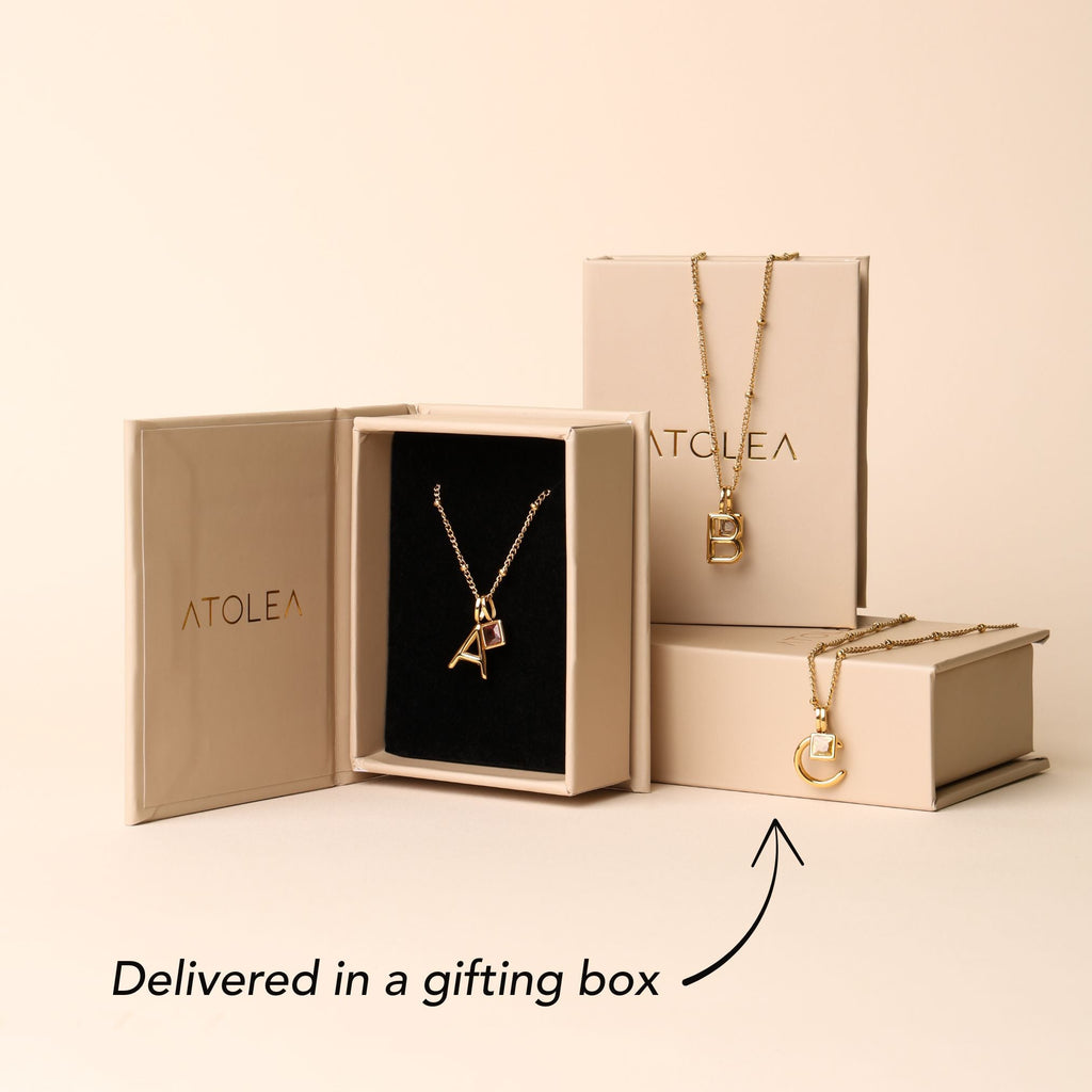 Example Initial & Birthstone Charm Necklace