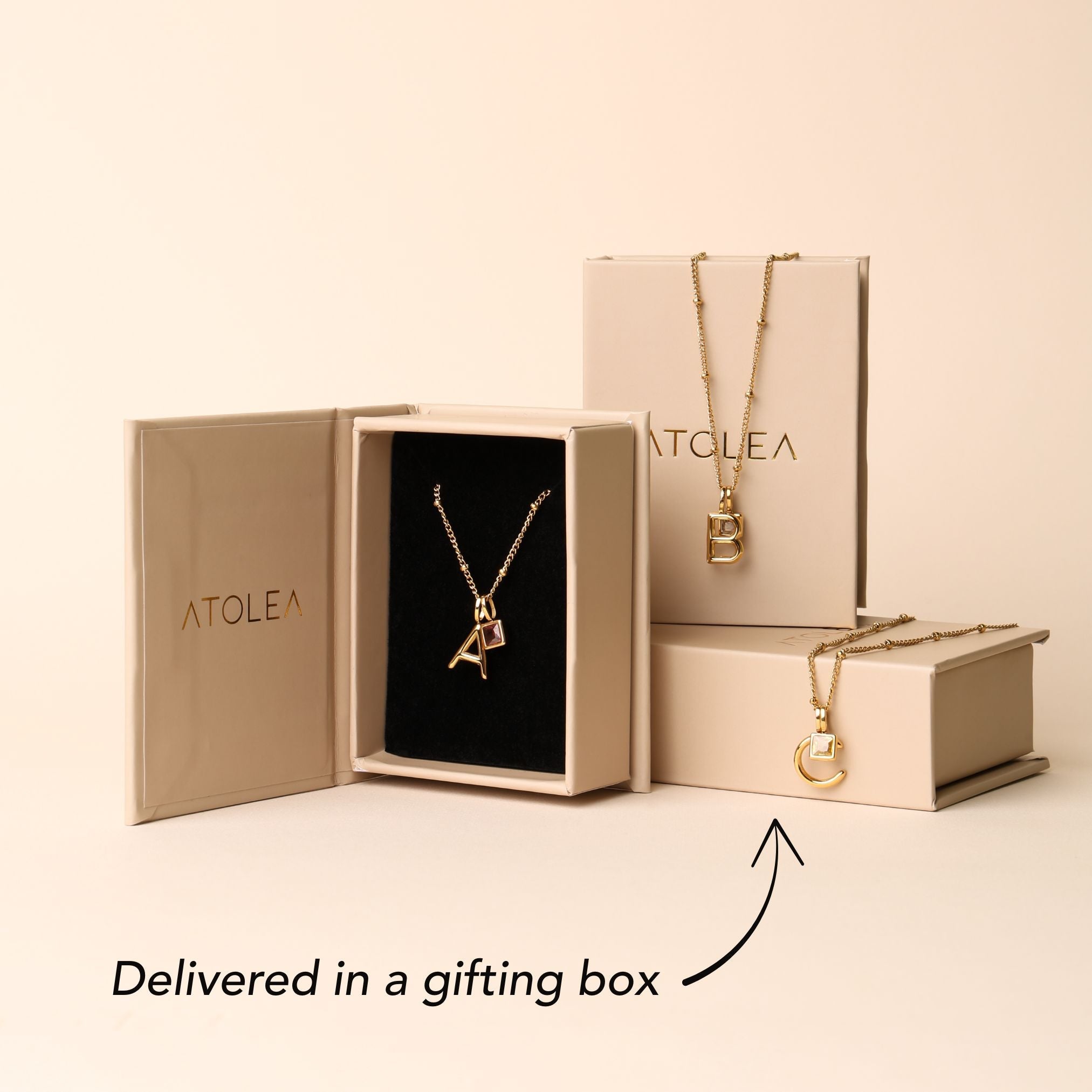 Example Initial & Birthstone Charm Necklace