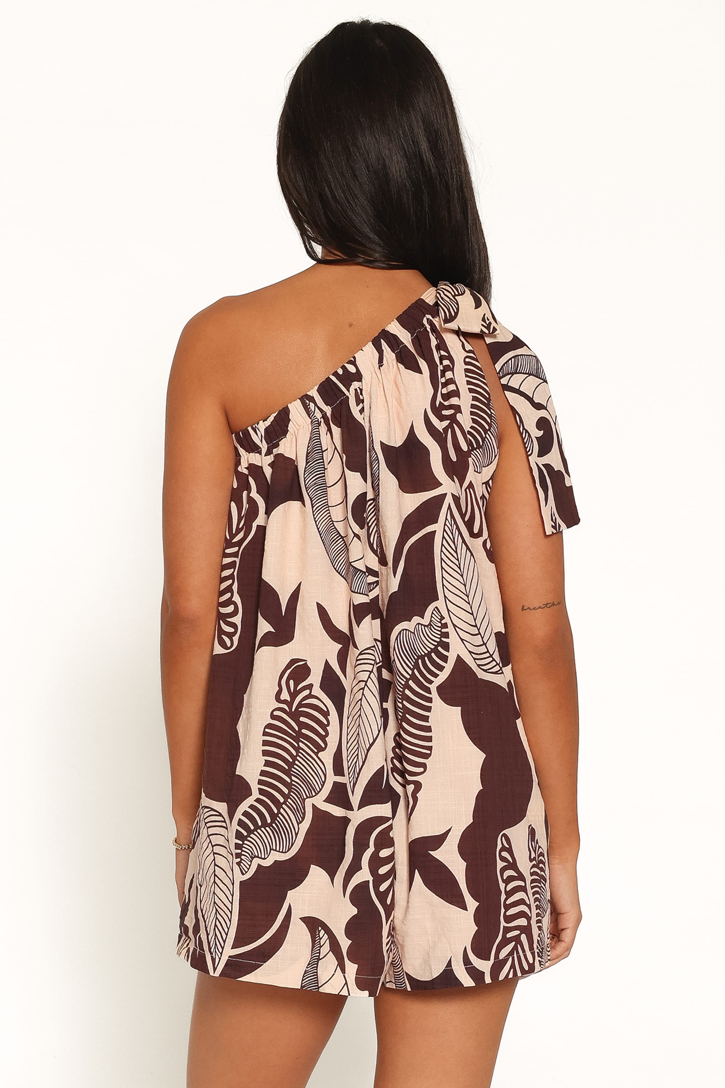 Miffy One Shoulder Romper - Brown Floral
